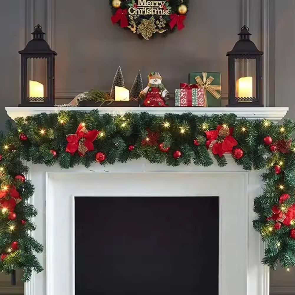 2.7m Christmas Garland Pine and Cypress Artificial Green Garland for Home Decoration