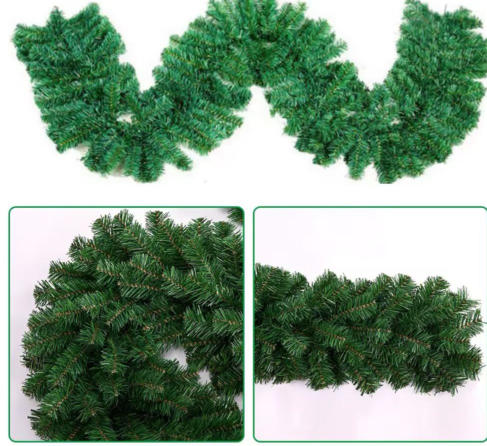 2.7m Christmas Garland Pine and Cypress Artificial Green Garland for Home Decoration