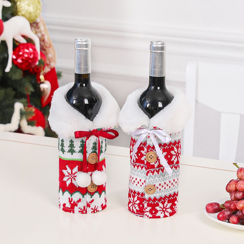 Fluffy Christmas wine bottle cover