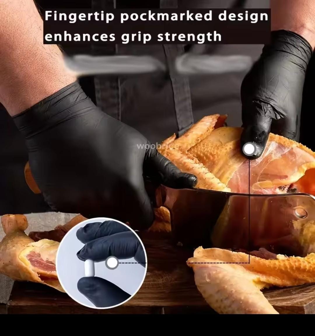 Food grade disposable black kitchen gloves