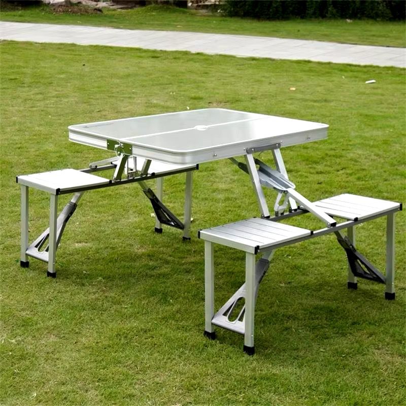 Folding Adjustable Aluminum Alloy Lightweight Outdoor Portable Picnic Camping Chair And Table Set With 4 Seats