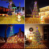 Multicoloured LED Christmas Waterfall Star Lights 2.2m for Home and Outdoor Decoration