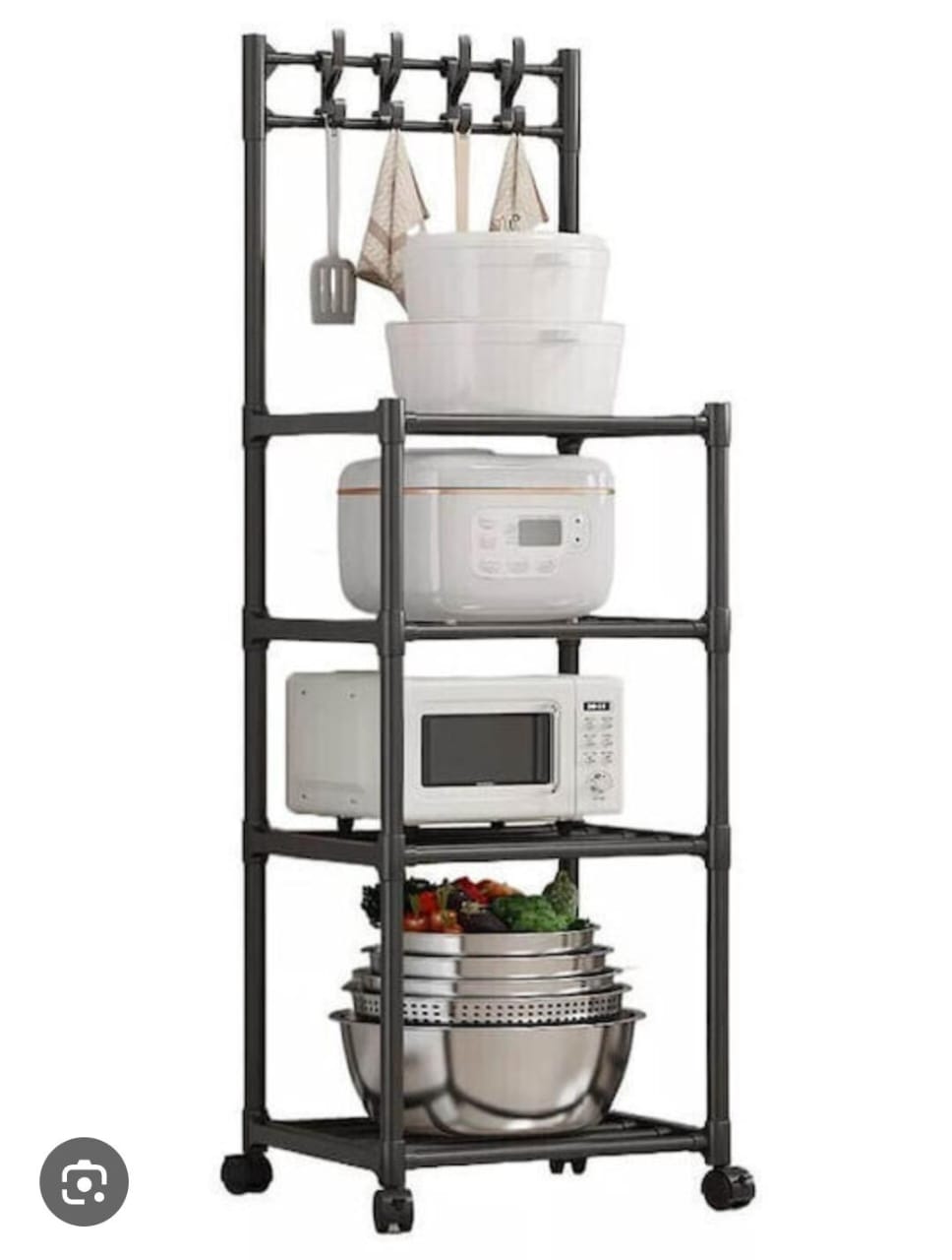 Detachable 4 layer trolley 4 hook storage rack