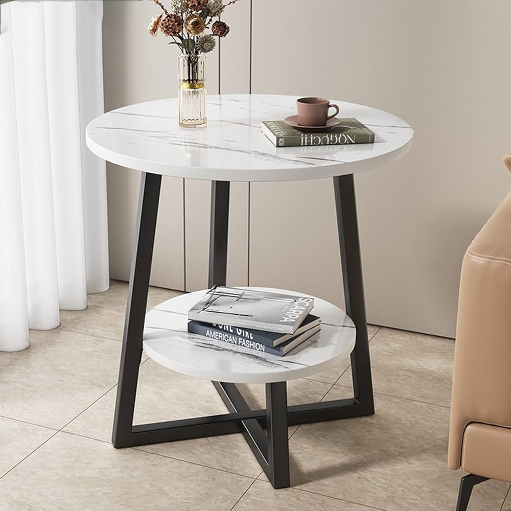 2-layer round 3 legged metal frame table