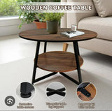 2-layer round 3 legged metal frame table