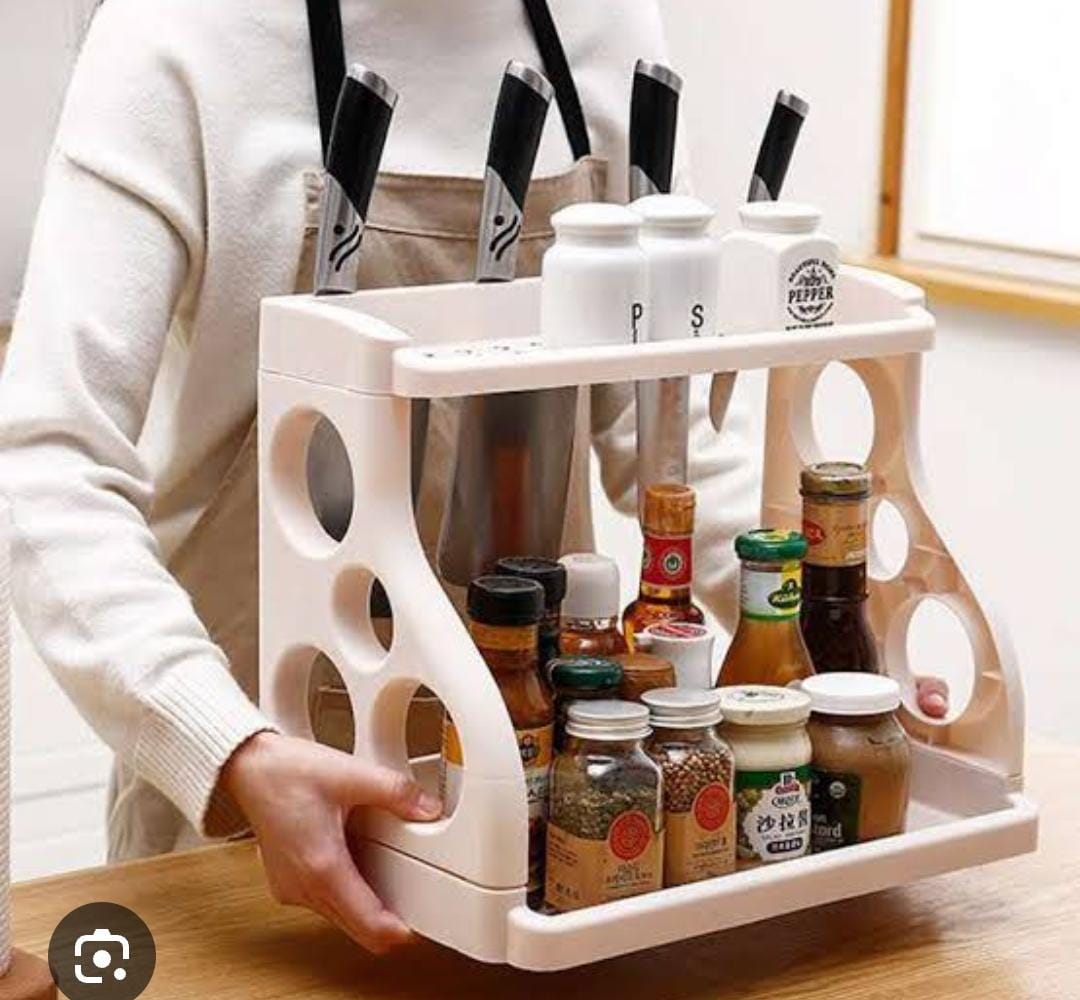 Double layer multifunctional spice rack