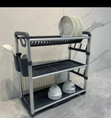 Aluminium Dish Drying Rack Multifunctional Dish Rack, Large Capacity Dish Drainer for Kitchen Counter, Rustproof Dish Drying Rack with Cutlery & Cup Holders