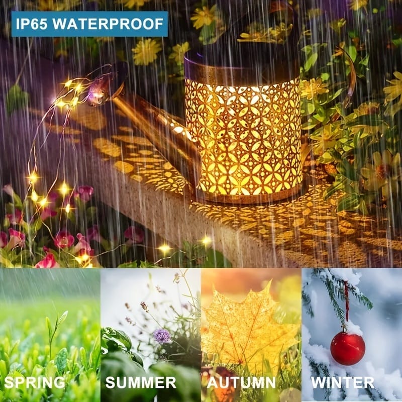 Solar Watering Can light With Shepherd Hook
