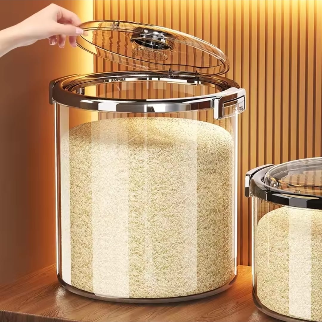 Acrylic Airtight Transparent Rice Bucket with Flip-Top Lid*