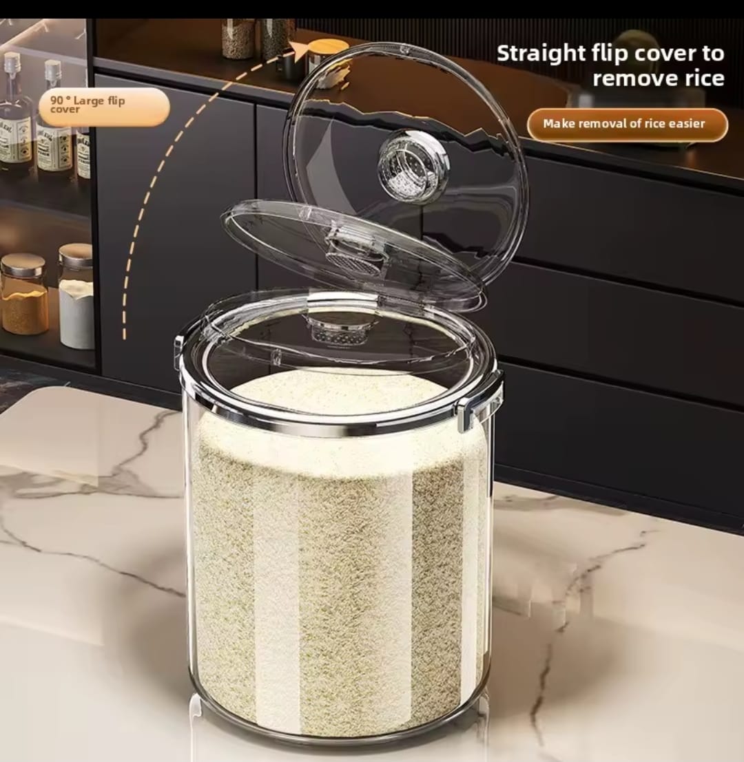 Acrylic Airtight Transparent Rice Bucket with Flip-Top Lid*