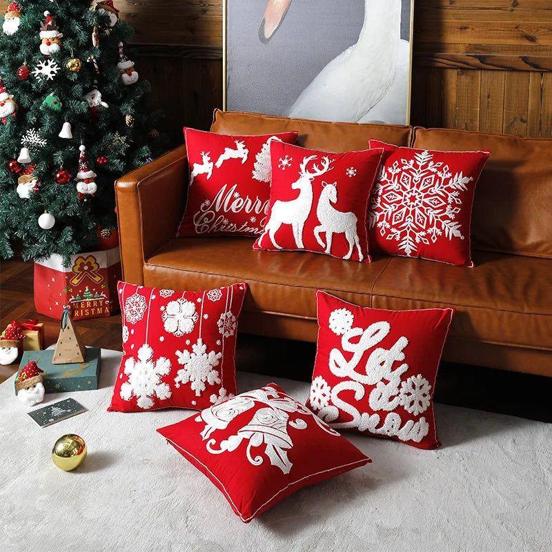 6pc Christmas Themed Pillow Covers