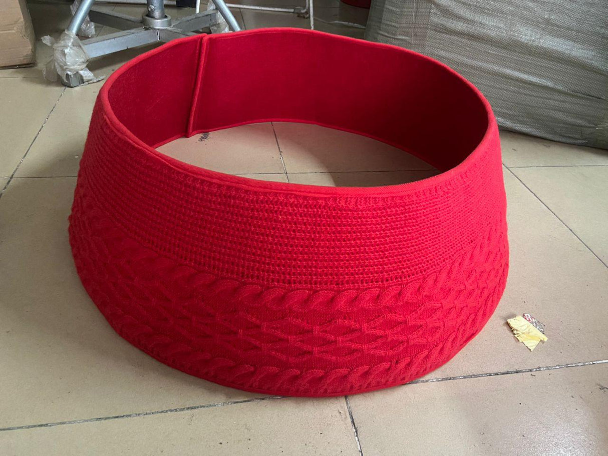 Beautifully Knitted Christmas Tree Collar Skirt Red & White 100cm