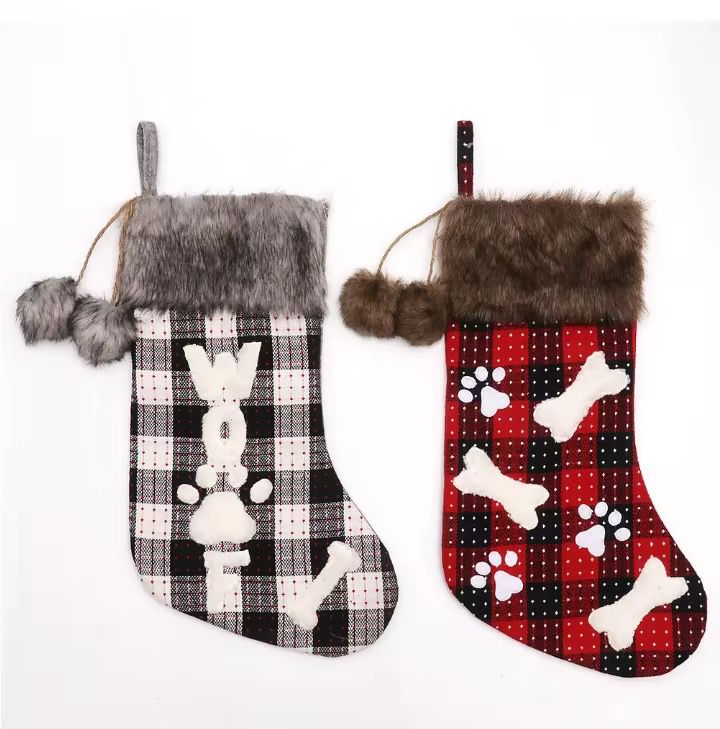 2pc Christmas Decor Socks Festive Fireplace Hanging Stockings (37cm x 17cm)