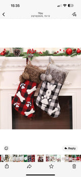 2pc Christmas Decor Socks Festive Fireplace Hanging Stockings (37cm x 17cm)