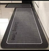 Sink Side Set: 2 Tier Aluminium Dish Drying Rack and Anti-Slip Kitchen Mat