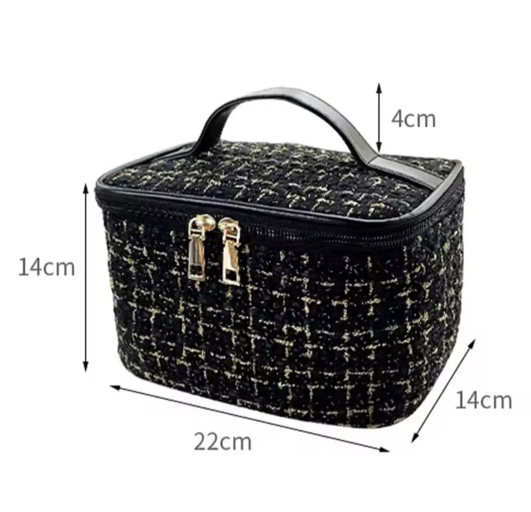 Tweed luxury cosmetic bag organizer