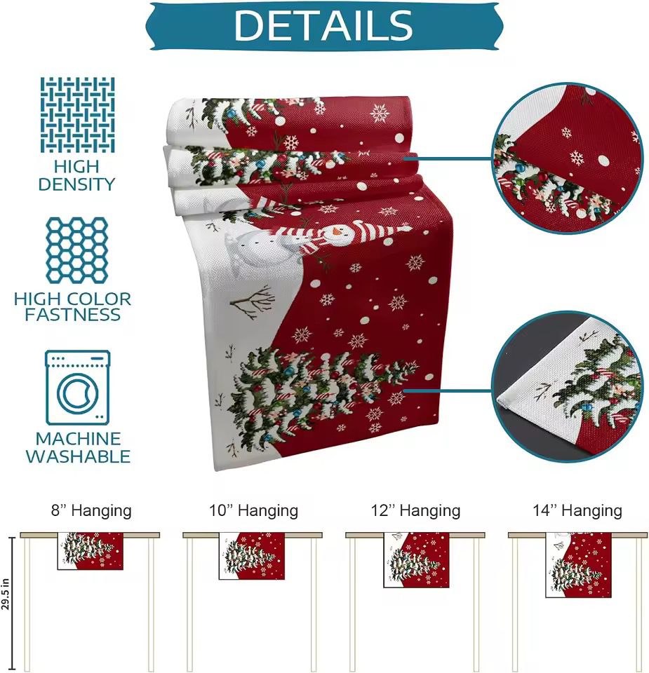 Christmas Table Runner Snowman Gnome Table Cloths
