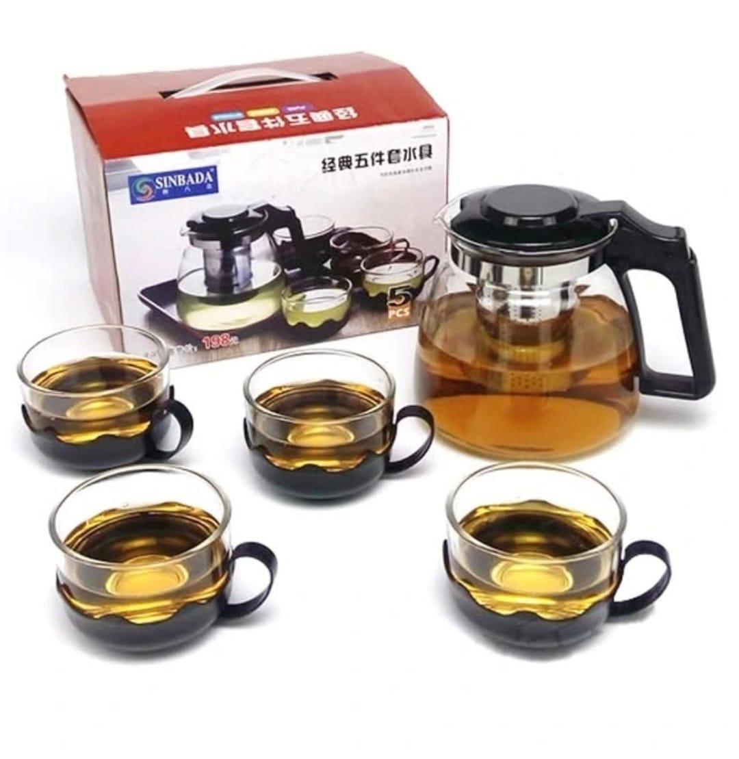 5pc Transparent  Glass Infuser Tea set