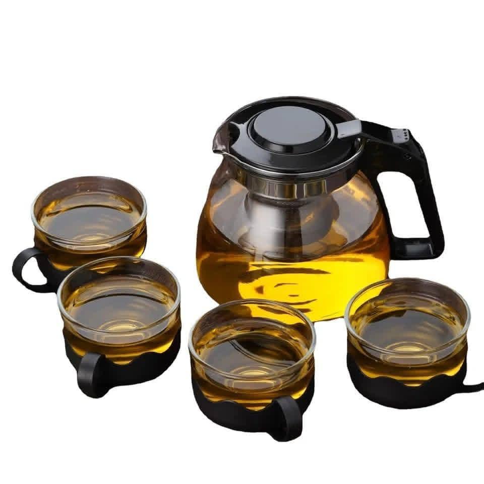 5pc Transparent  Glass Infuser Tea set