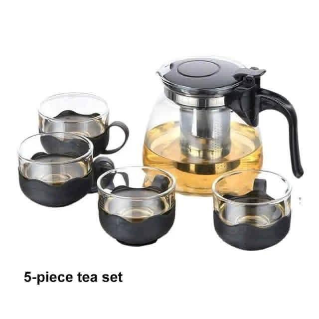 5pc Transparent  Glass Infuser Tea set