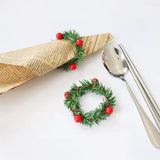Set of 6pcs Christmas Red Fruit PVC Pine Needle Napkin Ring Holder