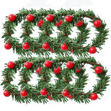Set of 6pcs Christmas Red Fruit PVC Pine Needle Napkin Ring Holder