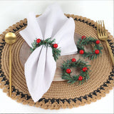 Set of 6pcs Christmas Red Fruit PVC Pine Needle Napkin Ring Holder