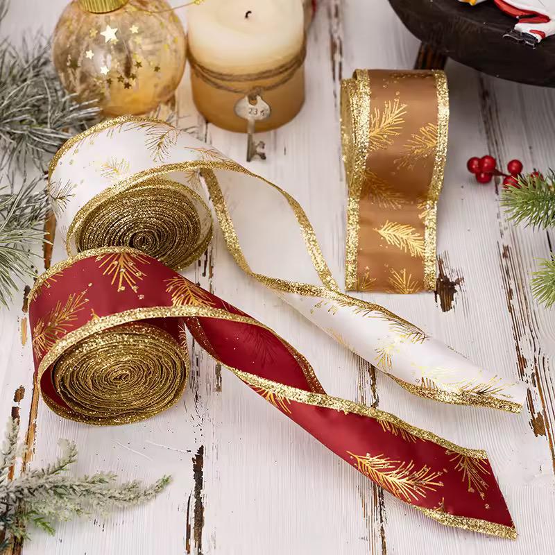 5M Christmas Ribbon with Iron Wire Glitters