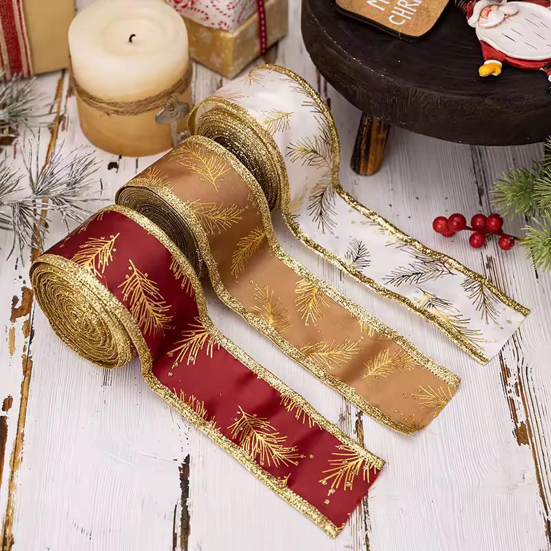 5M Christmas Ribbon with Iron Wire Glitters