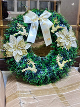 40CM Christmas Wreath for Front Door \ Window with GOLD Decor on it
