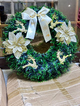 40CM Christmas Wreath for Front Door \ Window with GOLD Decor on it