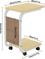 2 layer trolley side table with matching insert pocket