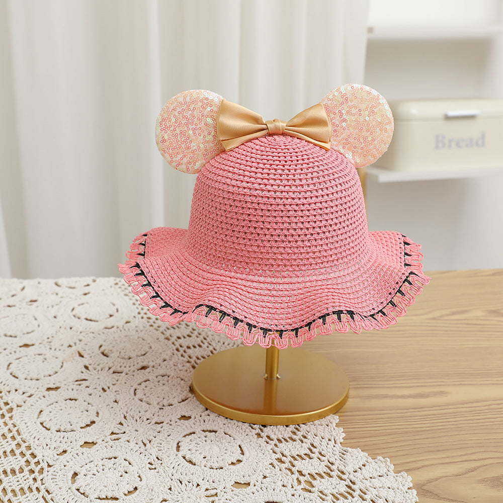 Fashion Kids summer Straw Hat and Bag set with A Bow