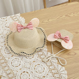 Fashion Kids summer Straw Hat and Bag set with A Bow
