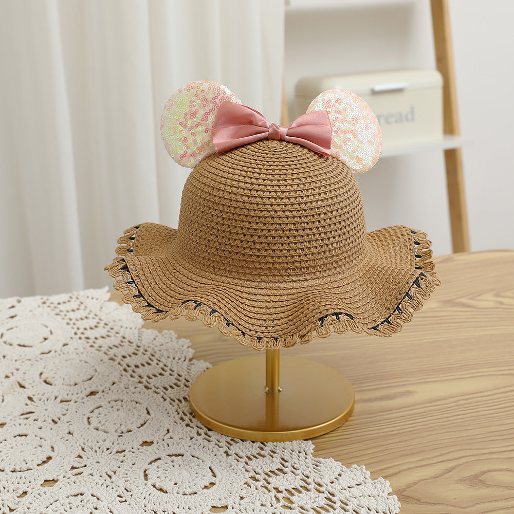 Fashion Kids summer Straw Hat and Bag set with A Bow