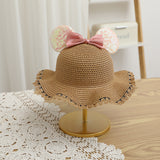 Fashion Kids summer Straw Hat and Bag set with A Bow