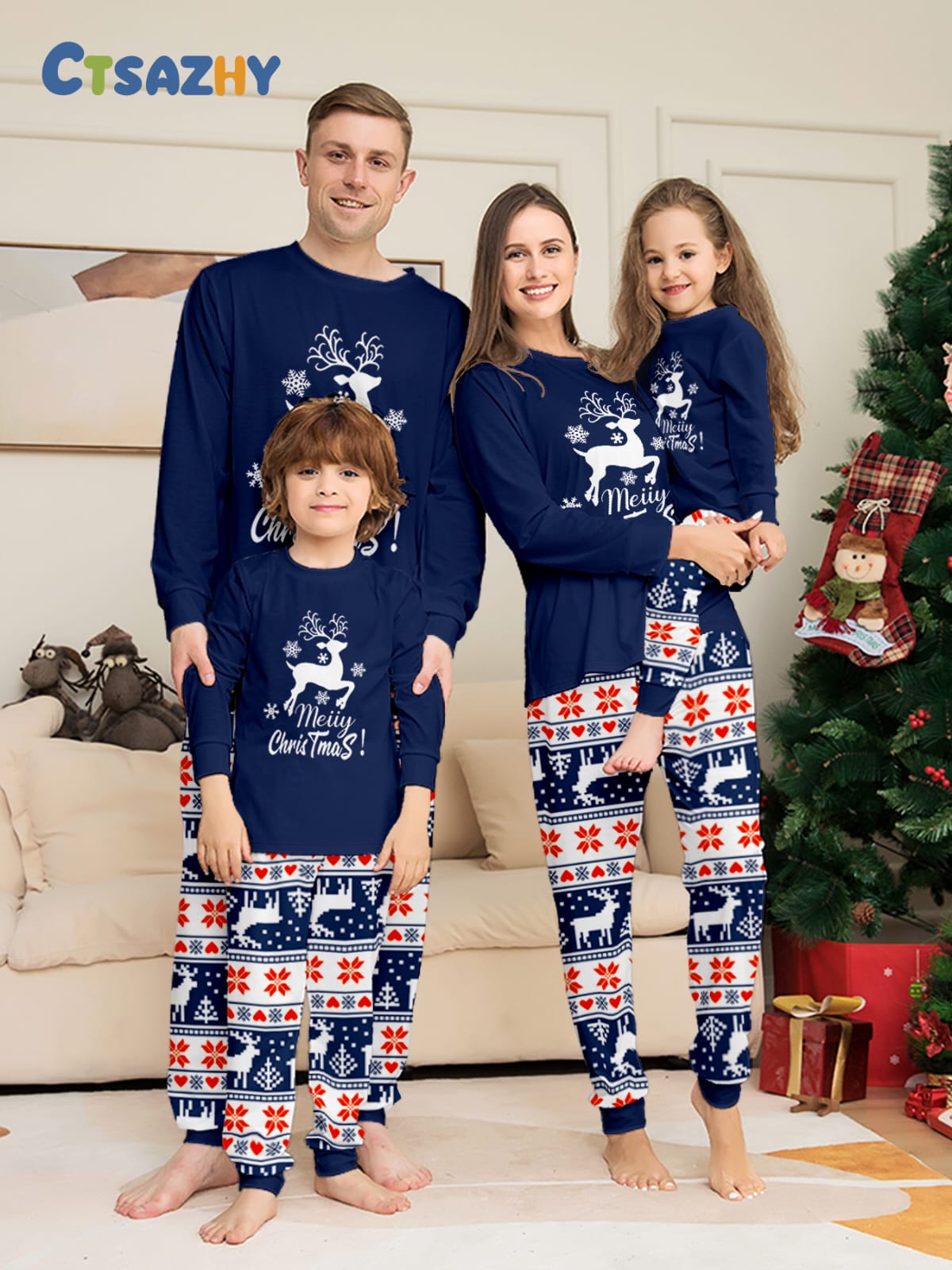 Christmas pajamas outfit for both Adults &kids pyjamas set(top+pant)*