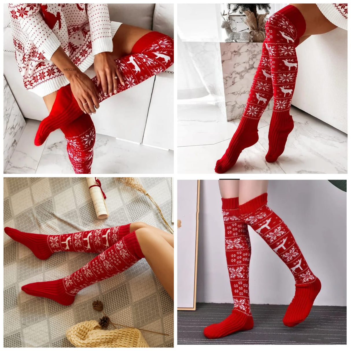 Stylish Winter-Christmas themed Women's Knit Leg Warmers