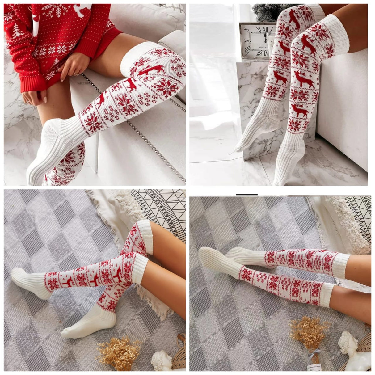Stylish Winter-Christmas themed Women's Knit Leg Warmers