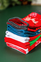 5 pcs Gift Pack Set Christmas Themed Woolen socks mid-tube socks