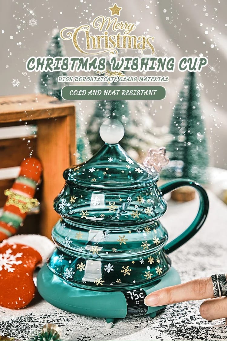 Cute Borosilicate Glass Christmas Tree Shaped Cup set + Gift Box