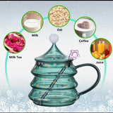 Cute Borosilicate Glass Christmas Tree Shaped Cup set + Gift Box