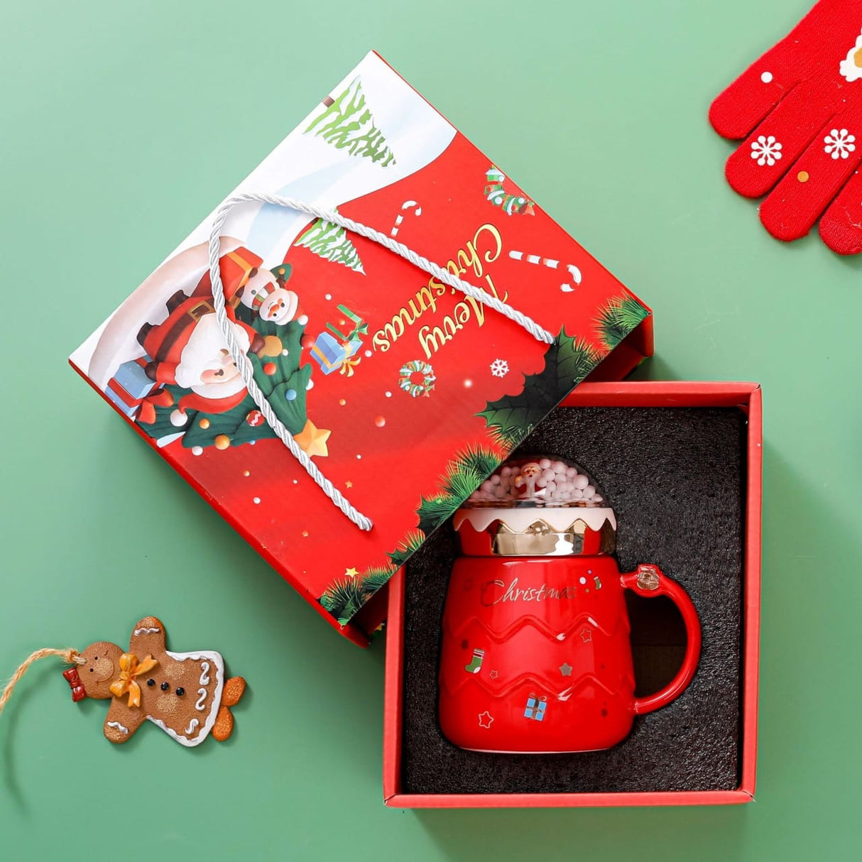 Cute Luxurious Ceramic Santa Claus Christmas themed Cup set + Gift Box