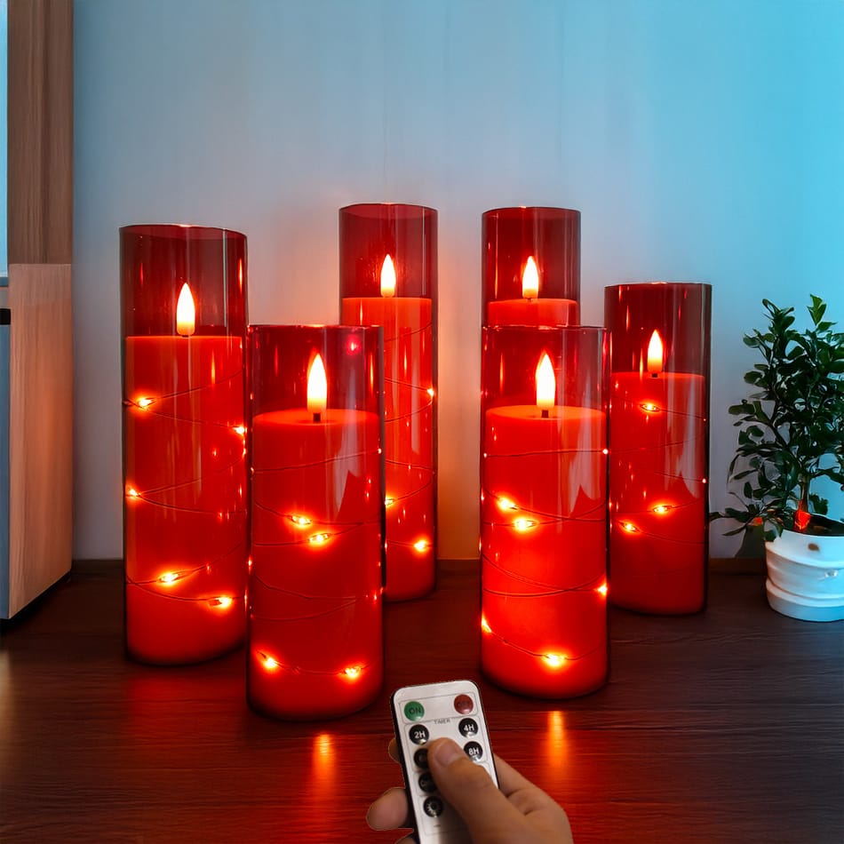 5pcs Flameless LED candles with string light