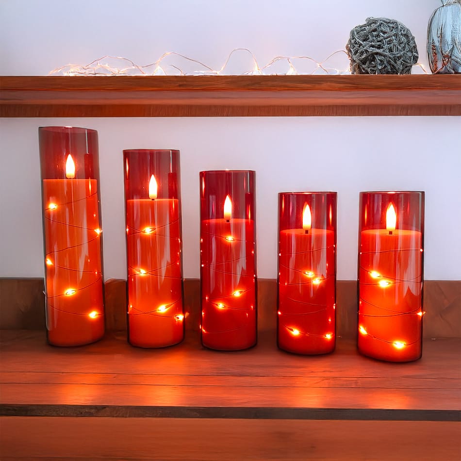 5pcs Flameless LED candles with string light