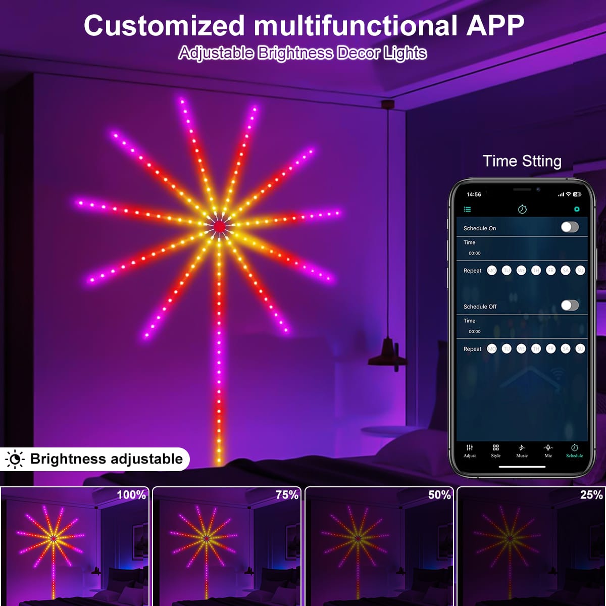 Smart Control IC LED 5V RGB Fireworks Light With Remote Control