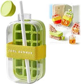 2-in-1 ice cube bottle with an integrated ice cube tray and a straw
