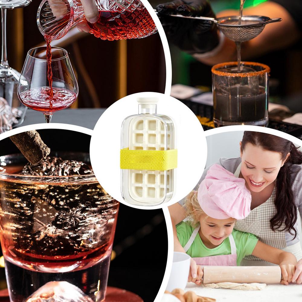 2-in-1 ice cube bottle with an integrated ice cube tray and a straw