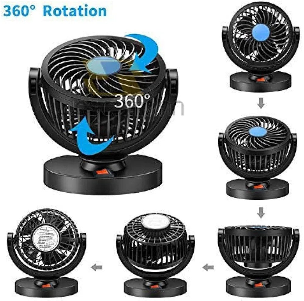 12V DC Electric Car Fan Single Head Portable Vehicle Cooling Fan for Truck Van SUV Dashboard