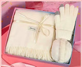 Authentic Cashmere Winter Scarf, Touch Gloves, and Ear Muffs Set